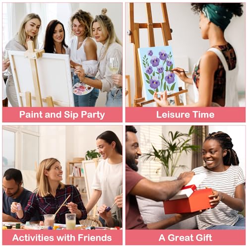 VOCHIC 16 Pcs Pre Drawn Canvas for Painting for Adults Sip and Paint Kit Pre Printed Canvas to Paint DIY Art Party Supplies Girls Night Date Night (Floral Pattern, 8x10 in) - Image 5