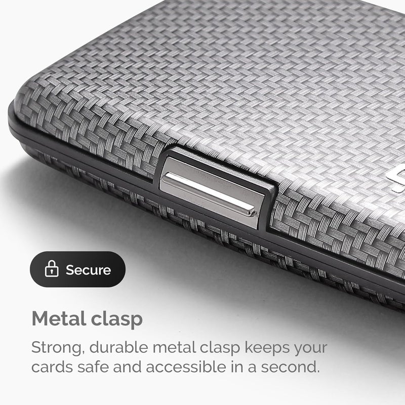 حافظة بطاقات ألومنيوم مع قفل معدني، حماية RFID من الاحتيال وإزالة المغنطة، محفظة مدمجة، موديل Smart Case STOCKHOLM (تأثير كربون) - Image 4