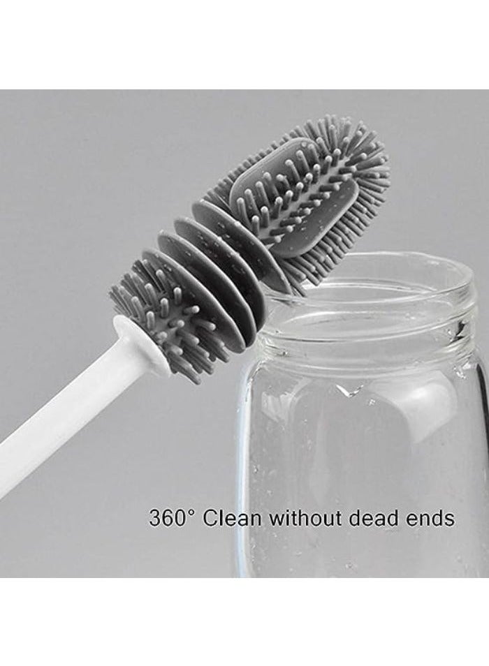 Silicone Baby Bottle Cleaning Brush with Long Handle, Milk Bottle Cleaning Brush for Water Bottles and Cups (Random Color) - Image 3