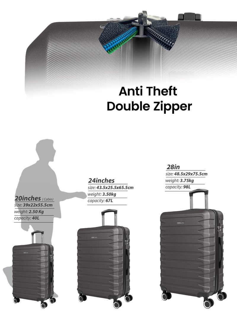 PARAJOHN AeroShield Lightweight ABS Hard Side 8 Wheels Spinner Luggage checked in  Trolley Bag with Lock 28 Inch - Dark Grey - Image 5