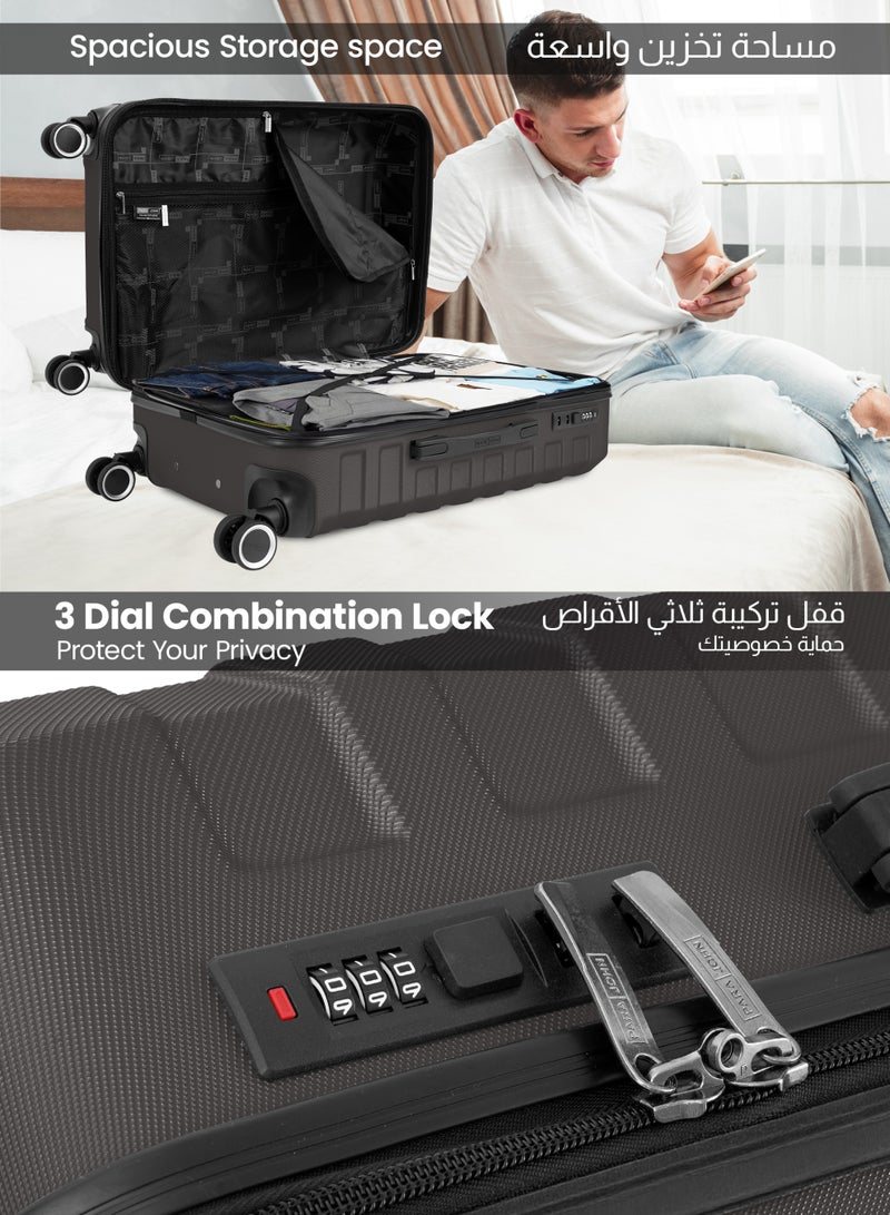 PARAJOHN AeroShield Lightweight ABS Hard Side 8 Wheels Spinner Luggage checked in  Trolley Bag with Lock 28 Inch - Dark Grey - Image 4