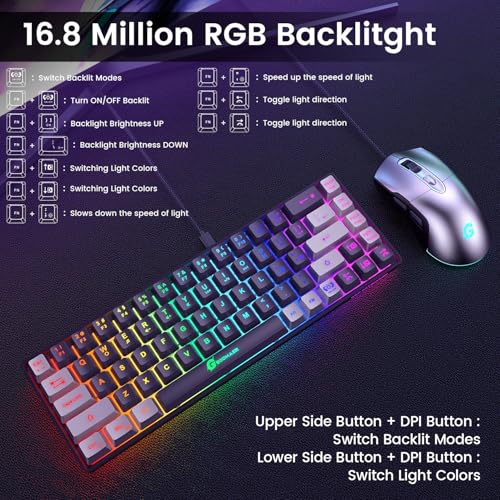 GEODMAER 65 Gaming Keyboard and Mouse Combo RGB Backlit Keyboard 7200 DPI Gaming Mouse UltraCompact AntiGhosting Wired Keyboard and Mouse for PC Laptop Gamer - Image 3