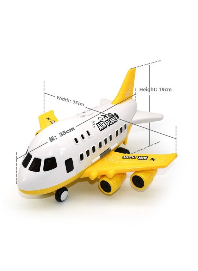 Super Large Storage Aircraft Toy Inertia Alloy Car Set Simulation Aircraft Model Transport Aircraft Boy Gift-Color:[color Box] Engineering Yellow + 6 Alloy Engineering Vehicles  - Image 5