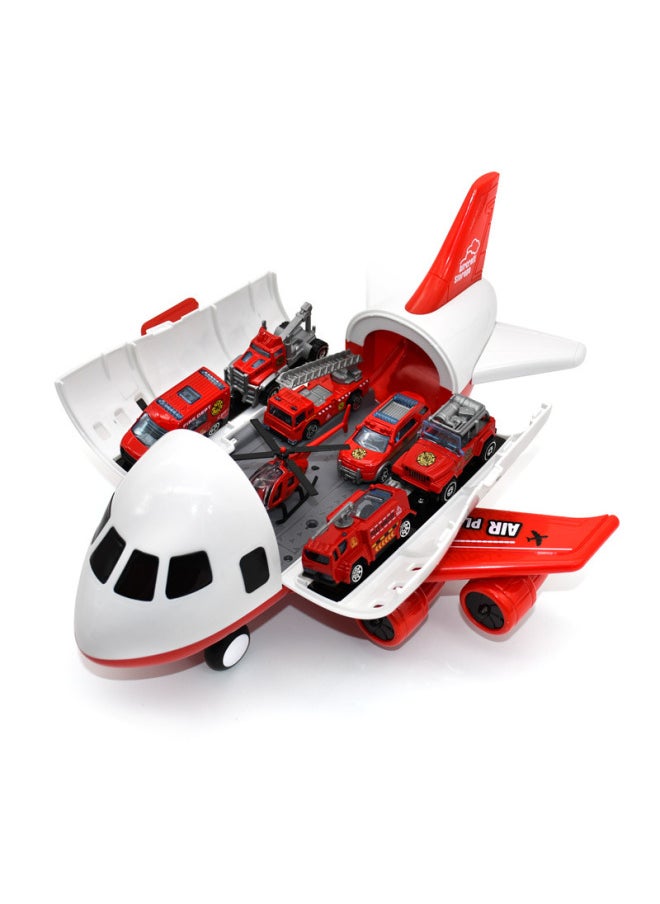 Super Large Storage Aircraft Toy Inertia Alloy Car Set Simulation Aircraft Model Transport Aircraft Boy Gift-Color:[color Box] Engineering Yellow + 6 Alloy Engineering Vehicles  - Image 2