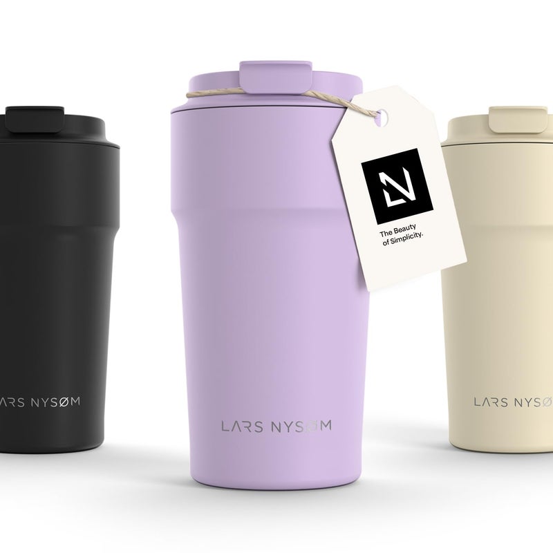 LARS NYSM Thermo Coffee Mugtogo 17oz  Travel Mug 05 Liter with Insulation  Leak Proof Stainless Steel Thermal Tumbler for Coffee and Tea on The Go Lavender Purple 500ml