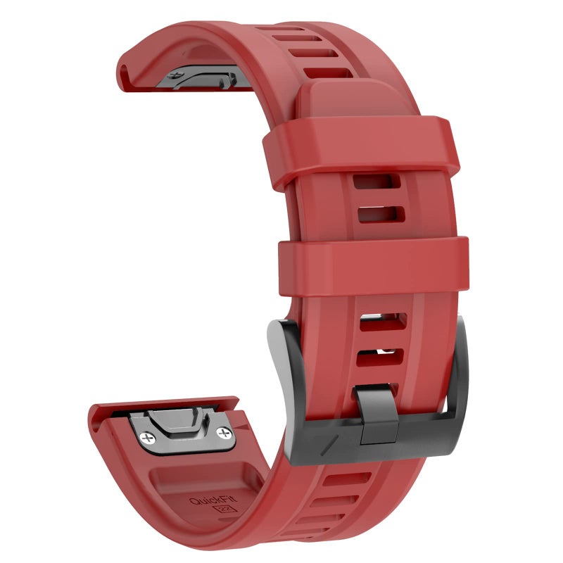 OVERSTEP Compatible with Fenix 7 Watch Band, 22mm Width Soft Silicone Watch Strap for Garmin Fenix 5/Fenix 5 Plus/Fenix 6/Fenix 6 Pro Smartwatch (Red) - Image 2