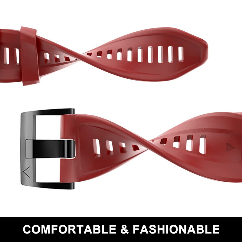 OVERSTEP Compatible with Fenix 7 Watch Band, 22mm Width Soft Silicone Watch Strap for Garmin Fenix 5/Fenix 5 Plus/Fenix 6/Fenix 6 Pro Smartwatch (Red) - Image 4