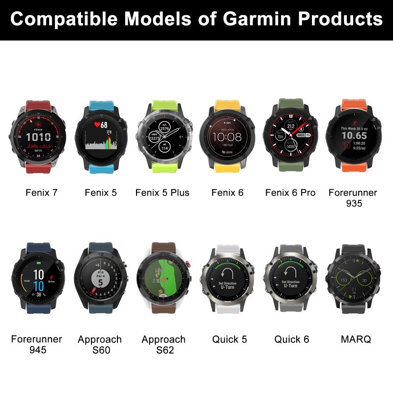 OVERSTEP Compatible with Fenix 7 Watch Band, 22mm Width Soft Silicone Watch Strap for Garmin Fenix 5/Fenix 5 Plus/Fenix 6/Fenix 6 Pro Smartwatch (Red) - Image 3