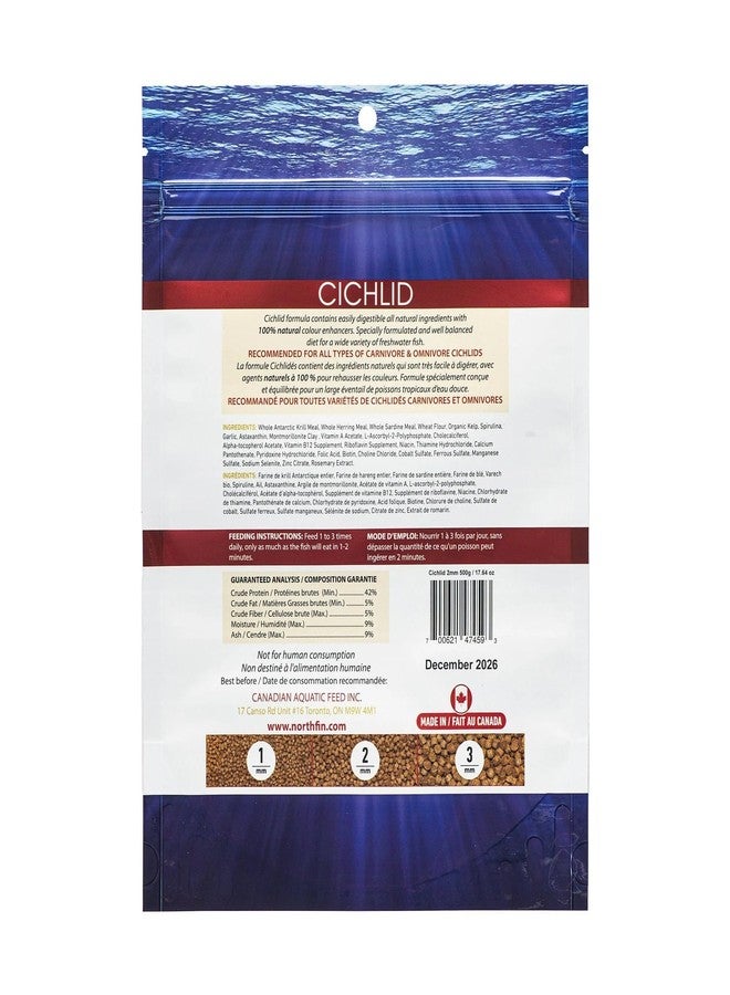 Northfin Cichlid Formula Fish Food – Slow Sinking Pellets for Cichlids (2mm, 250g) | Premium High-Protein, All-Natural Cichlid Diet to Enhance Color & Growth – No Fillers, No Hormones, Made in Canada - Image 4