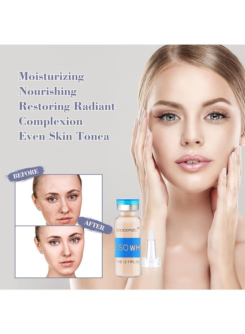 آي بي سي سي سي أن دي سي مجموعة مصل MESO WHITE لتعزيز توهج البشرة وتفتيحها وعلاجها وكريم الأساس ومضاد للشيخوخة وكريم أساس سائل شبه دائم من MTS، 0.17 أونصة × 10 قوارير - Image 2