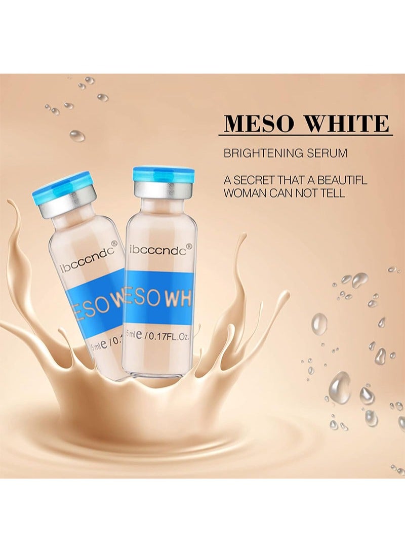 آي بي سي سي سي أن دي سي مجموعة مصل MESO WHITE لتعزيز توهج البشرة وتفتيحها وعلاجها وكريم الأساس ومضاد للشيخوخة وكريم أساس سائل شبه دائم من MTS، 0.17 أونصة × 10 قوارير - Image 5