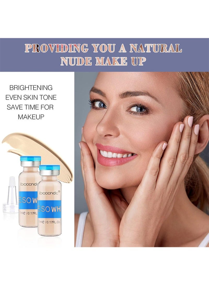 آي بي سي سي سي أن دي سي مجموعة مصل MESO WHITE لتعزيز توهج البشرة وتفتيحها وعلاجها وكريم الأساس ومضاد للشيخوخة وكريم أساس سائل شبه دائم من MTS، 0.17 أونصة × 10 قوارير - Image 4