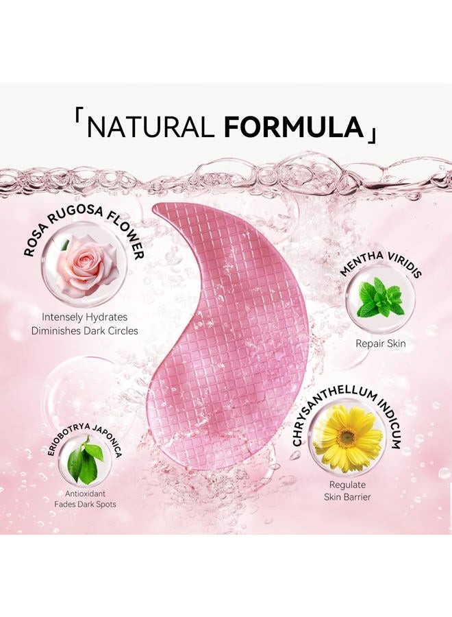 Breylee Pink Rose Eye Mask– 60 Pcs - Puffy Eyes and Dark Circles Treatments – Look Younger and Reduce Wrinkles and Fine Lines Undereye, Improve and Firm eye Skin - Pure Natural Material Extraction - Image 3