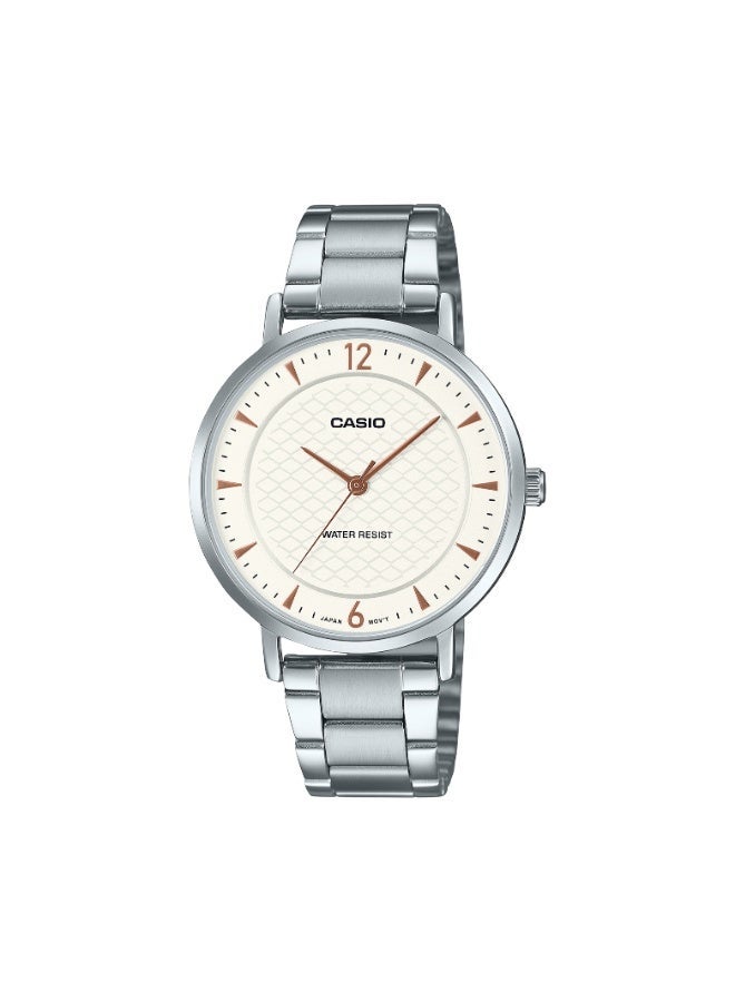 Casio LTP-VT04D-7A Women’s Stainless Steel Analog Watch – White Dial with Silver Bracelet - Image 1