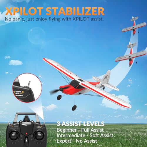 VOLANTEXRC RC Plane Trainer Sport Cub 4CH Remote Control Airplane with Prop Saver 6Axis Gyro Stabilizer  3 Modes to Fly Radio Controlled Aircraft RTF for Beginners  Adults 500mmRed - Image 5