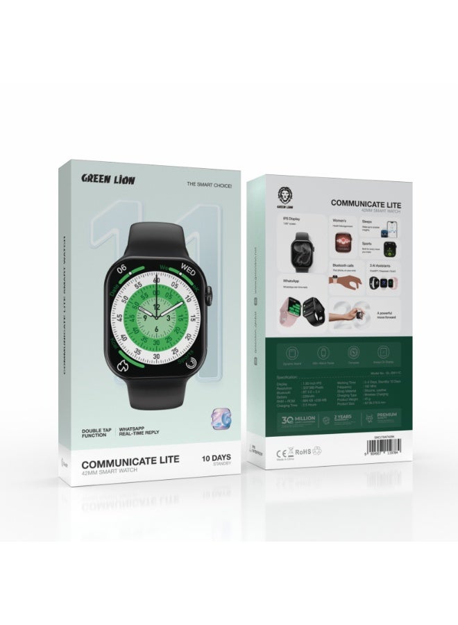 GREEN LION Communicate Lite Smart Watch / 1.85" IPS Display / Bluetooth Calls / 10 Days Standby / Waterproof IP68 / Fitness Tracking / Backtrack Function / Double Tap Function - Black - Image 3
