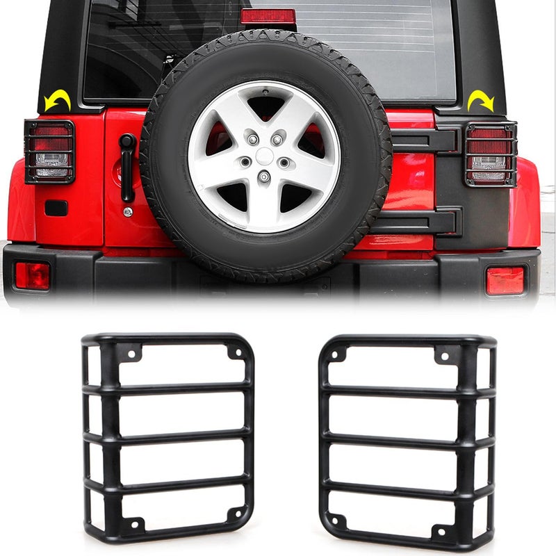JeCar Tail Light Guard Metal Rear Light Protector Cover for 20072018 Jeep Wrangler JK Unlimited Sports Rubincon Sahara Black