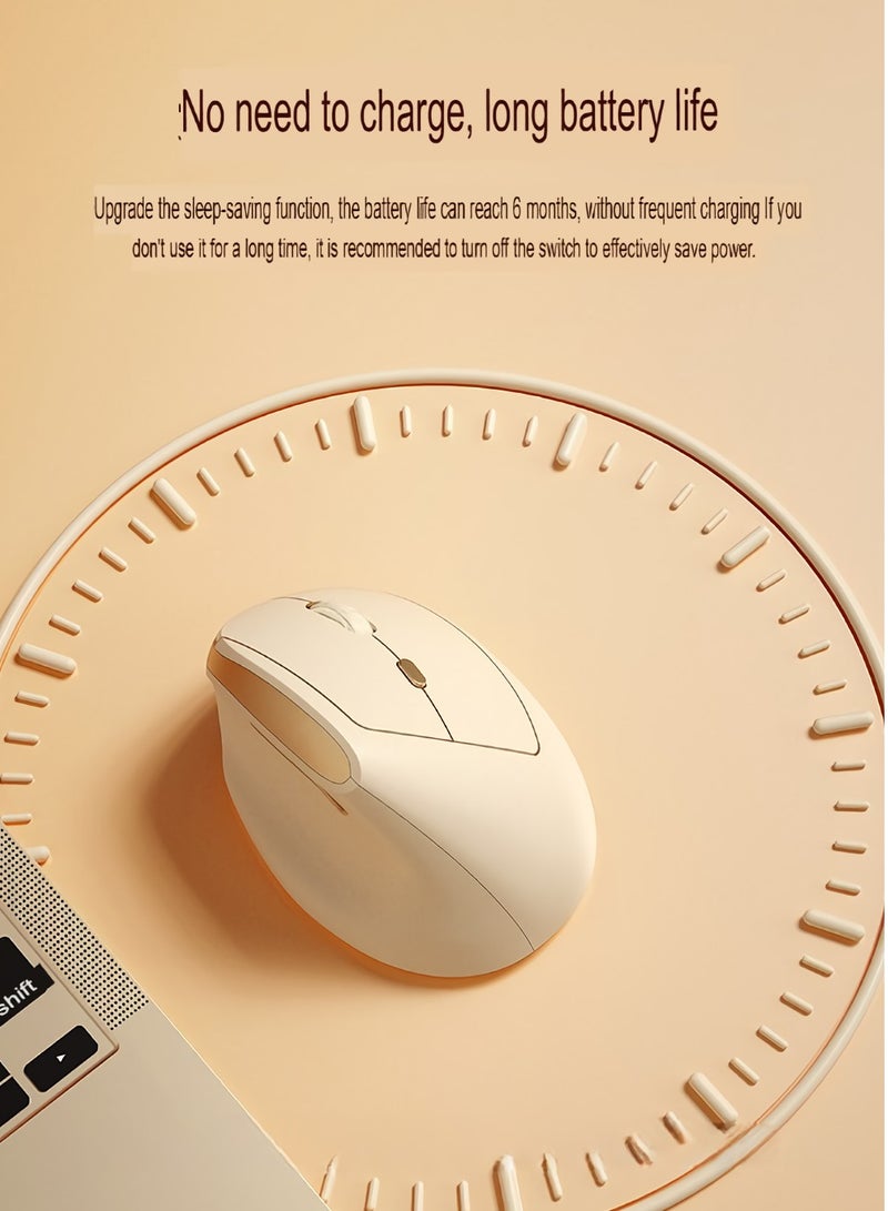 MD190 Mini Mouse, Lightweight And Portable Vertical Mouse, Wireless Dual Mode Silent Bluetooth Mouse, Ergonomic Design Durable Gaming Mouse, (1pc, Beige) - Image 4