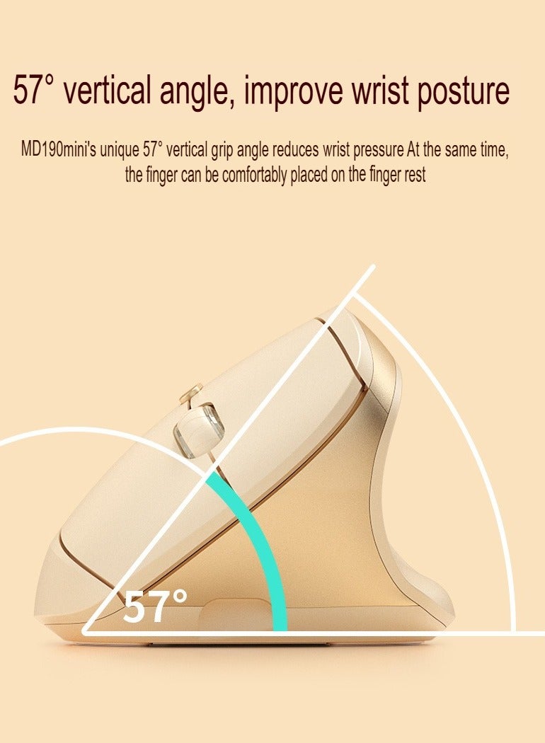 MD190 Mini Mouse, Lightweight And Portable Vertical Mouse, Wireless Dual Mode Silent Bluetooth Mouse, Ergonomic Design Durable Gaming Mouse, (1pc, Beige) - Image 3