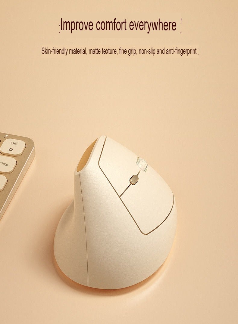 MD190 Mini Mouse, Lightweight And Portable Vertical Mouse, Wireless Dual Mode Silent Bluetooth Mouse, Ergonomic Design Durable Gaming Mouse, (1pc, Beige) - Image 2
