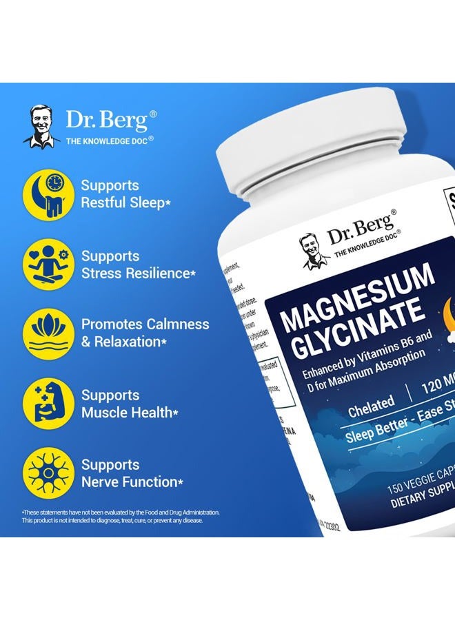 Dr. Berg Nutritionals Dr. Berg Maximum Strength 4-in-1 Chelated Magnesium Glycinate with Clean, Potent & Pure Ingredients | 4X Lab-Tested & Verified | USA Formulated Magnesium Supplement Capsules | 150 Capsules - Image 2