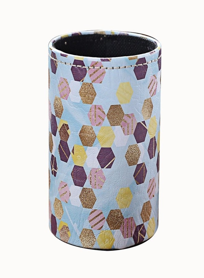 LINKWELL Golden Look Geometric Pattern PU leather Pencil Pen Holder Desk Organizer PH42 - Image 1
