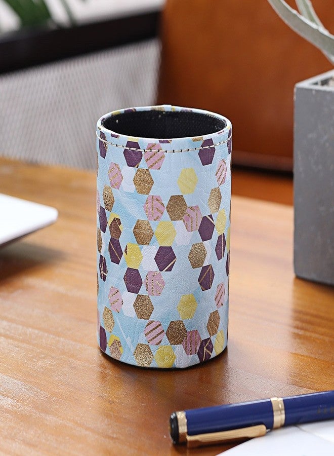 LINKWELL Golden Look Geometric Pattern PU leather Pencil Pen Holder Desk Organizer PH42 - Image 2