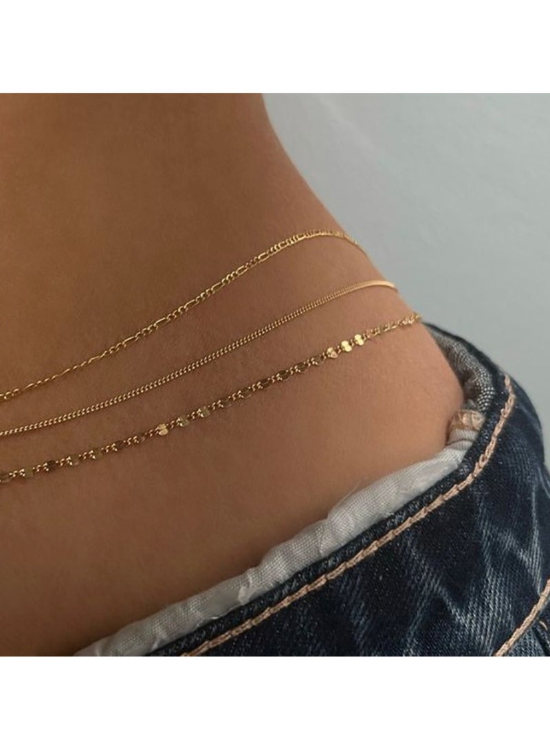 مجوهرات خصر عصرية متعددة الطبقات مزينة بسلسلة من الترتر