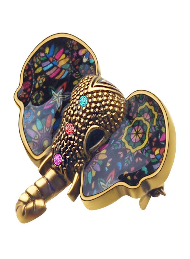 DUOWEI Metal Enamel Shiny Rhinestone Elephant Brooch Elegant Animals Pin Lapel Clothes Scarf Women Teens Jewelry Gift (Multicolor) - Image 3