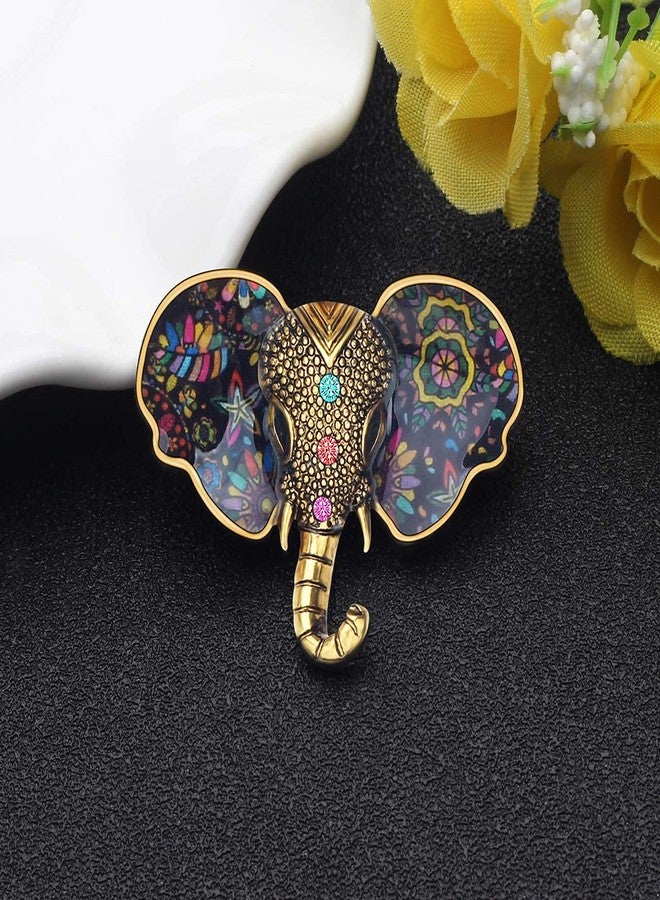 DUOWEI Metal Enamel Shiny Rhinestone Elephant Brooch Elegant Animals Pin Lapel Clothes Scarf Women Teens Jewelry Gift (Multicolor) - Image 2