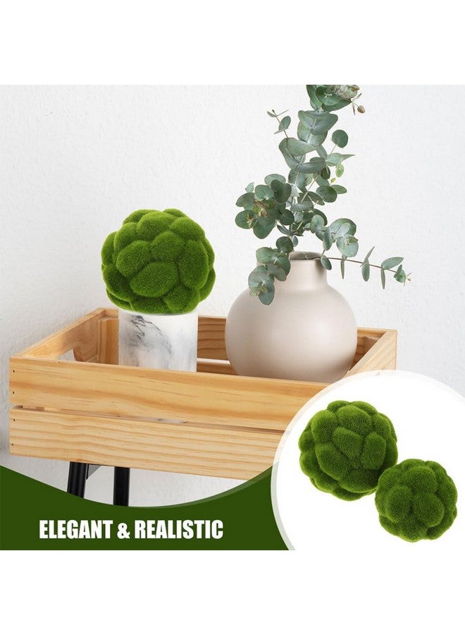 Cabilock 2Pcs Imitation Moss Rocks Simulated Green balls Decorative Garden Topiary Tree Moss Covered Topiary Ball 15CM - Image 3
