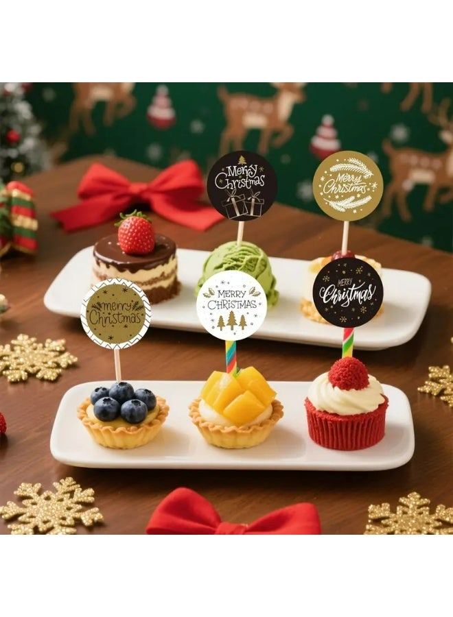 Kandid Christmas 100pcs Stickers Roll for Gift Wrapping, Cards, Party Decorations, Scrapbooking, 2.5 cm Size, Festive Holiday Design (Black & Gold) - Image 5