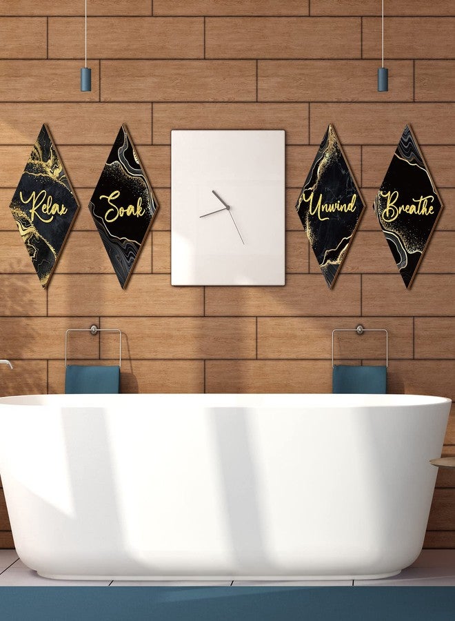 Ferraycle 4 Pcs Marble Style Bathroom Wall Decor Relax Soak Unwind Breathe Wall Art Vintage Farmhouse Art Decor Wooden Bathroom Hanging Signs for Laundry Spa Room(6.69 x 11.81 Inch,Black) - Image 3
