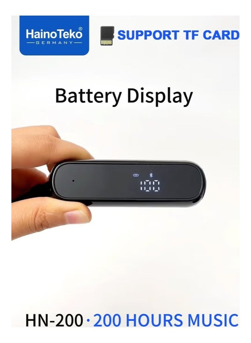 هينو تيكو سماعة أذن لاسلكية حول الرقبة من هاينو تيكو HN-200 مع تشغيل موسيقى لمدة 200 ساعة، ودعم بطاقة TF وعناصر تحكم متعددة الوظائف، وميكروفون عالي الوضوح باللون الأسود - Image 4