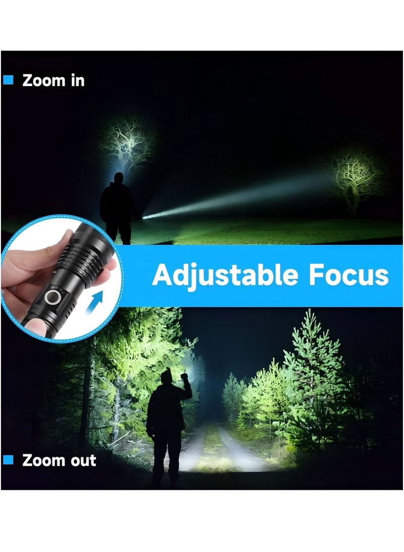 YIQUAN Rechargeable LED Flashlights, Super Bright Zoomable Flashlight with 5 Modes, Adjustable High Lumens IP53 Waterproof Torch Light, Handheld Light with 26650 Battery Camping Outdoor Emergency - Image 3