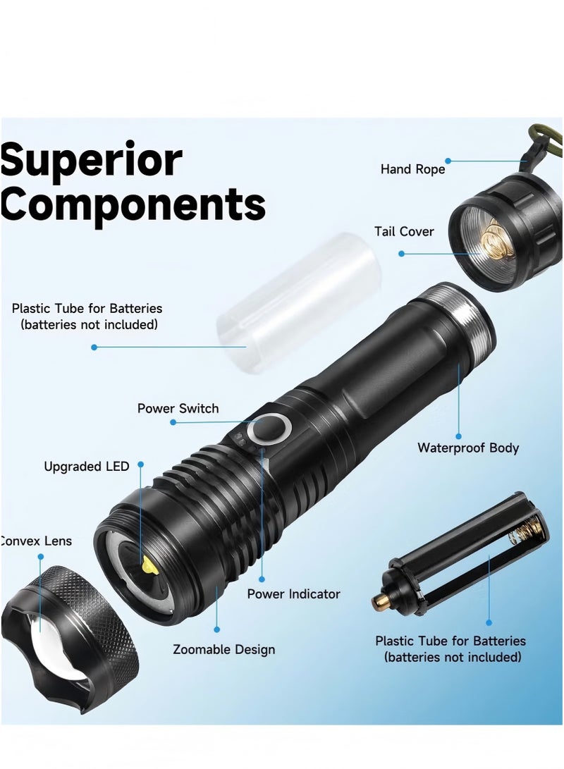 YIQUAN Rechargeable LED Flashlights, Super Bright Zoomable Flashlight with 5 Modes, Adjustable High Lumens IP53 Waterproof Torch Light, Handheld Light with 26650 Battery Camping Outdoor Emergency - Image 5
