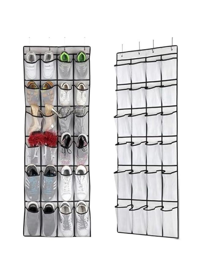 Hanging Shoe Organizer, Over The Door Shoe Organizer with 24 Mesh Large Pockets Door Shoe Rack for Men Women Kids Hanging Door Shoe Holder Size:58x21 Inch - Image 1