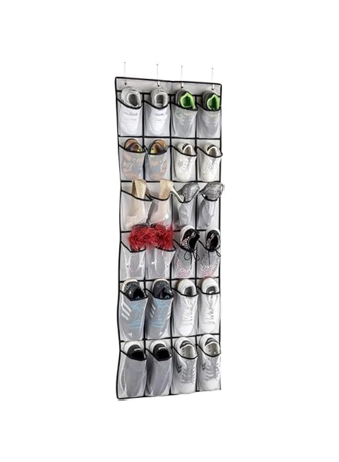 Hanging Shoe Organizer, Over The Door Shoe Organizer with 24 Mesh Large Pockets Door Shoe Rack for Men Women Kids Hanging Door Shoe Holder Size:58x21 Inch - Image 4