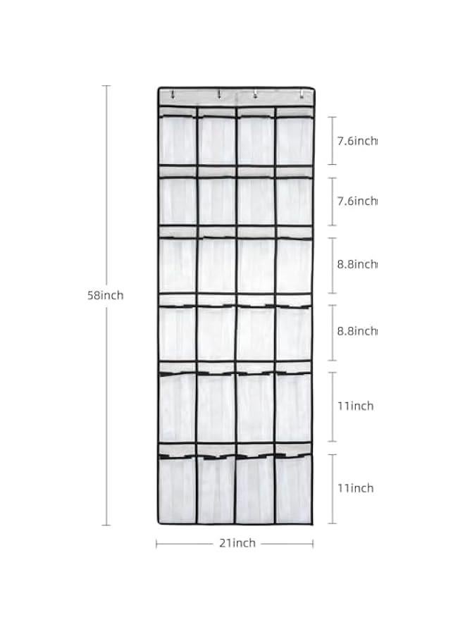 Hanging Shoe Organizer, Over The Door Shoe Organizer with 24 Mesh Large Pockets Door Shoe Rack for Men Women Kids Hanging Door Shoe Holder Size:58x21 Inch - Image 2