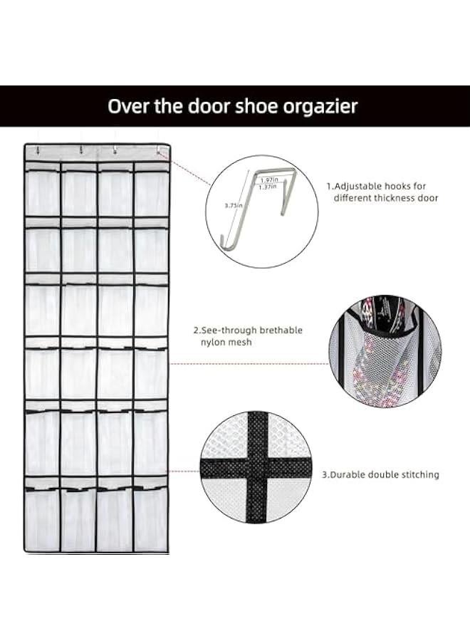 Hanging Shoe Organizer, Over The Door Shoe Organizer with 24 Mesh Large Pockets Door Shoe Rack for Men Women Kids Hanging Door Shoe Holder Size:58x21 Inch - Image 3