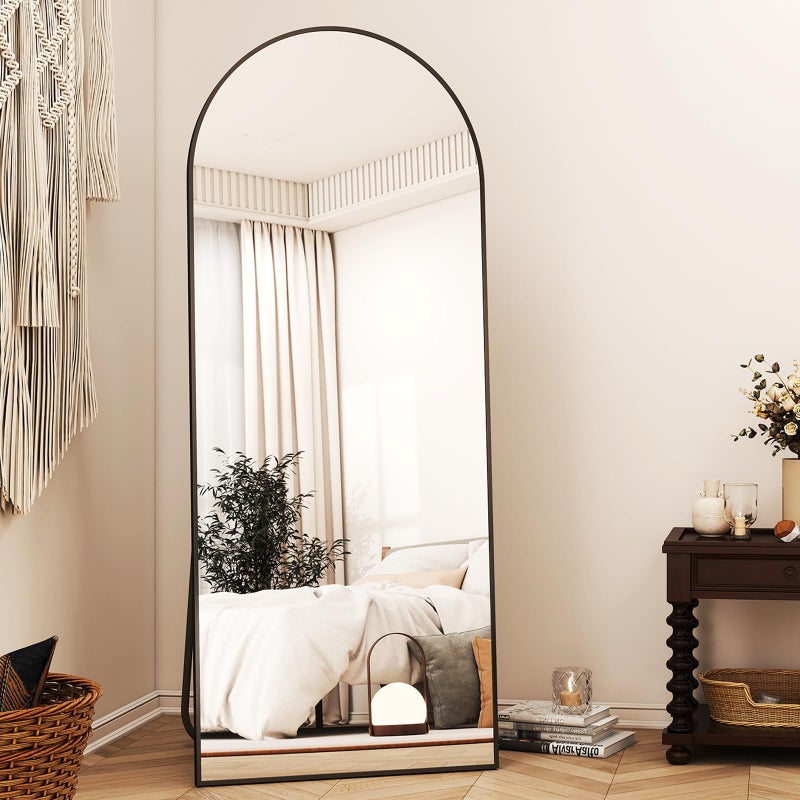 XRAMFY 56"x21" Arched Full Length Mirror Floor Mirrors with Aluminum Alloy Frame Free-Standing Wall Mounted Floor Mirrors or Large Dressing Mirror, Black Mirror Full Length - Image 5