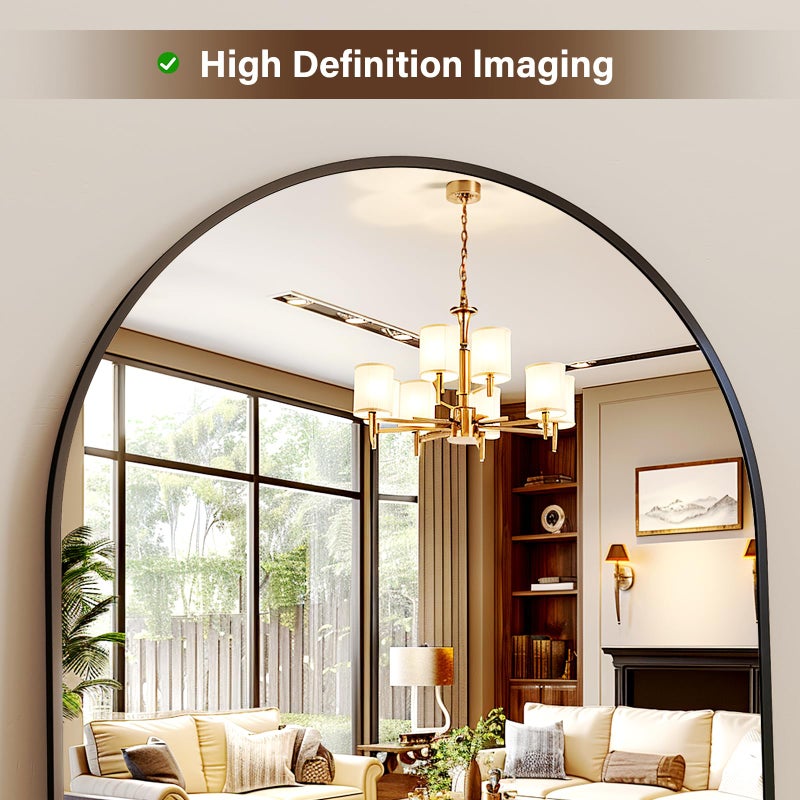 XRAMFY 56"x21" Arched Full Length Mirror Floor Mirrors with Aluminum Alloy Frame Free-Standing Wall Mounted Floor Mirrors or Large Dressing Mirror, Black Mirror Full Length - Image 4