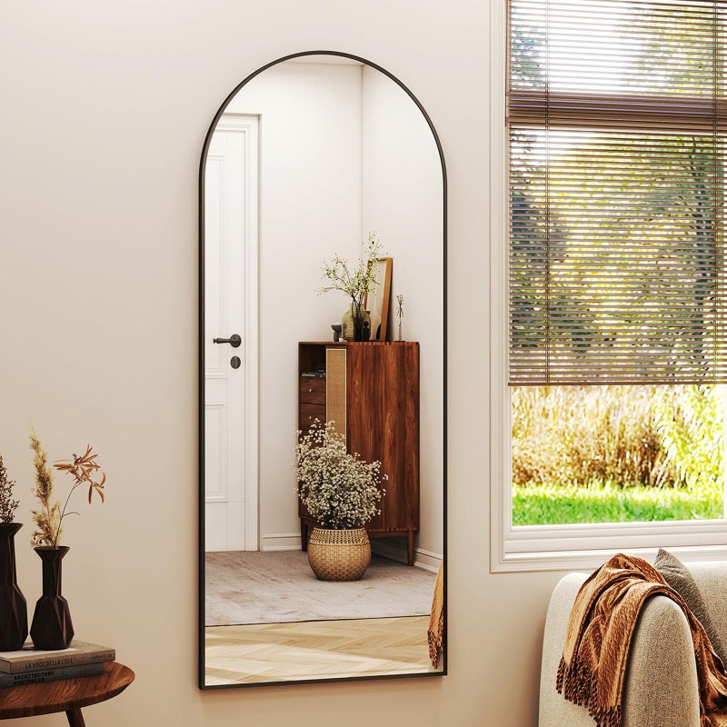 XRAMFY 56"x21" Arched Full Length Mirror Floor Mirrors with Aluminum Alloy Frame Free-Standing Wall Mounted Floor Mirrors or Large Dressing Mirror, Black Mirror Full Length - Image 3