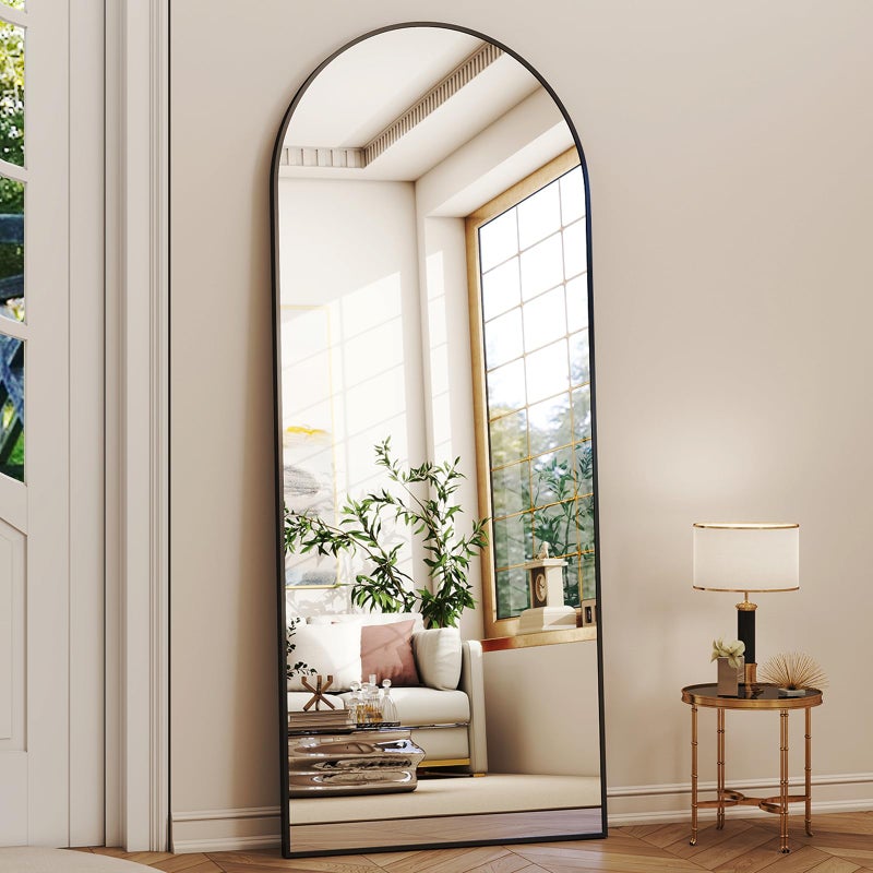XRAMFY 56"x21" Arched Full Length Mirror Floor Mirrors with Aluminum Alloy Frame Free-Standing Wall Mounted Floor Mirrors or Large Dressing Mirror, Black Mirror Full Length - Image 2