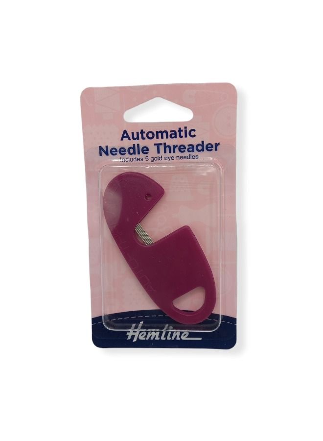 Hemline 1 Piece Automatic Needle Threader Includes 5 Gold Eye Needles - Image 2