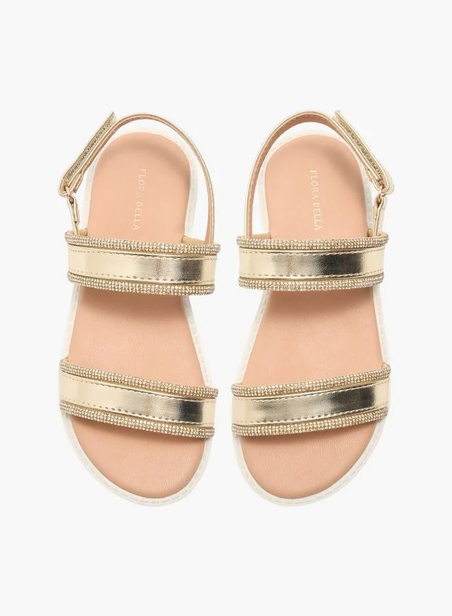 فلورا بيلا من شو إكسبرس صنادل بناتي بشريط مزخرف وإغلاق لاصق