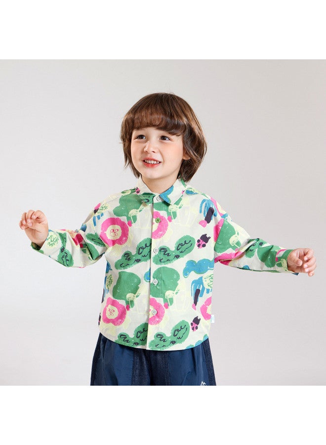 Boys' Spring And Autumn Shirts Children's Floral Shirts Baby Stylish Trendy Jackets Fashionable And Chic - Image 4