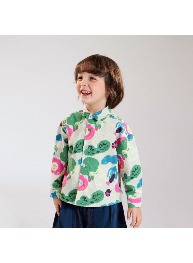 Boys' Spring And Autumn Shirts Children's Floral Shirts Baby Stylish Trendy Jackets Fashionable And Chic - Image 2