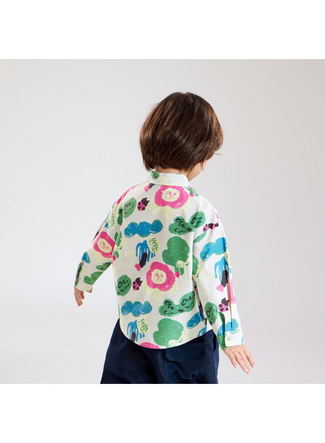 Boys' Spring And Autumn Shirts Children's Floral Shirts Baby Stylish Trendy Jackets Fashionable And Chic - Image 3
