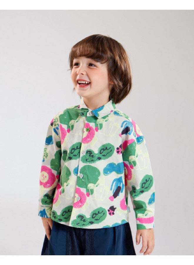 Boys' Spring And Autumn Shirts Children's Floral Shirts Baby Stylish Trendy Jackets Fashionable And Chic - Image 1